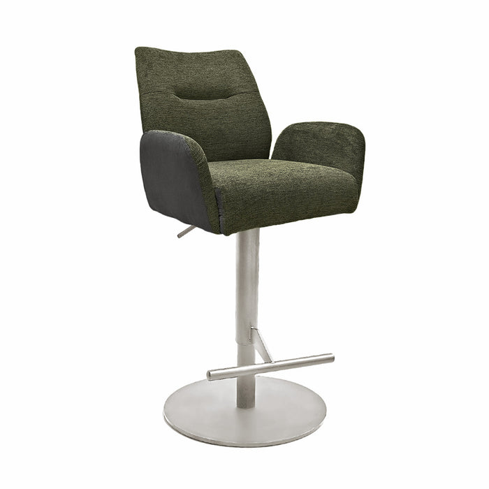 Naber | Famous AS, Hocker, Gestell edelstahlfarbig, rund, Bezug grün