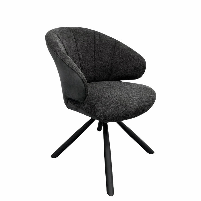 Naber | Brezo 1AS, Stuhl, Gestell schwarz matt, drehbar, rund, Bezug dunkelgrau