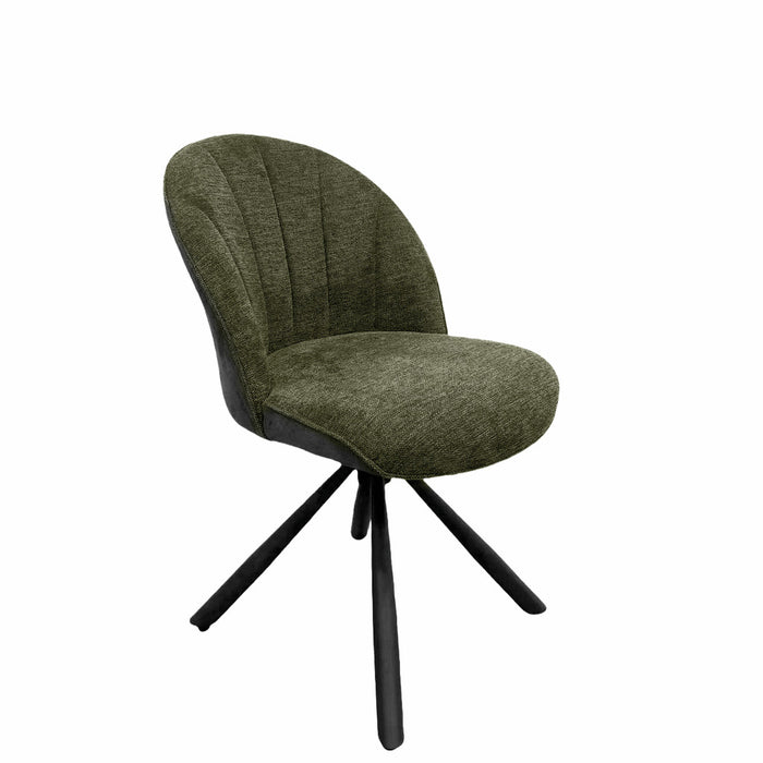 Naber | Brezo 1S, Stuhl, Gestell schwarz matt, drehbar, rund, Bezug grün