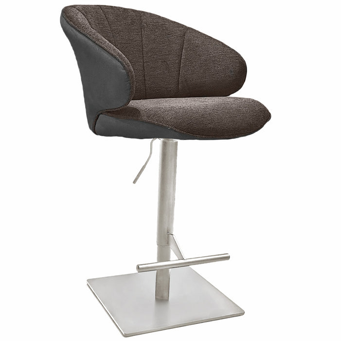 Naber | Brezo AS, Hocker, Gestell edelstahlfarbig, eckig, Bezug braun