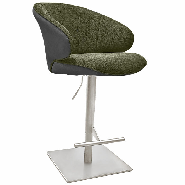 Naber | Brezo AS, Hocker, Gestell edelstahlfarbig, eckig, Bezug grün