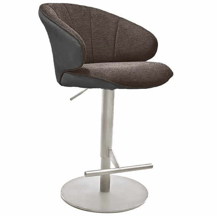 Naber | Brezo AS, Hocker, Gestell edelstahlfarbig, rund, Bezug braun