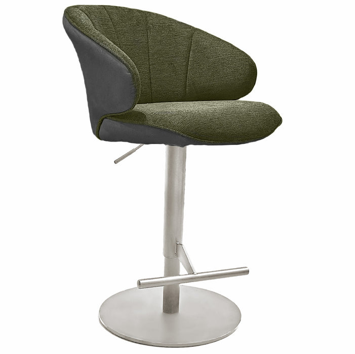 Naber | Brezo AS, Hocker, Gestell edelstahlfarbig, rund, Bezug grün