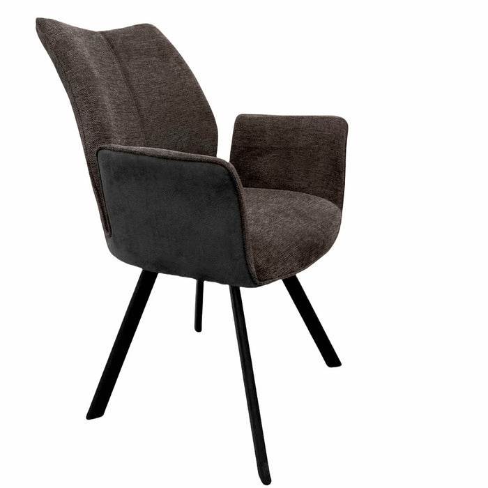 Naber | Stella 1AS, Stuhl, Gestell schwarz matt, starr, oval, Bezug braun