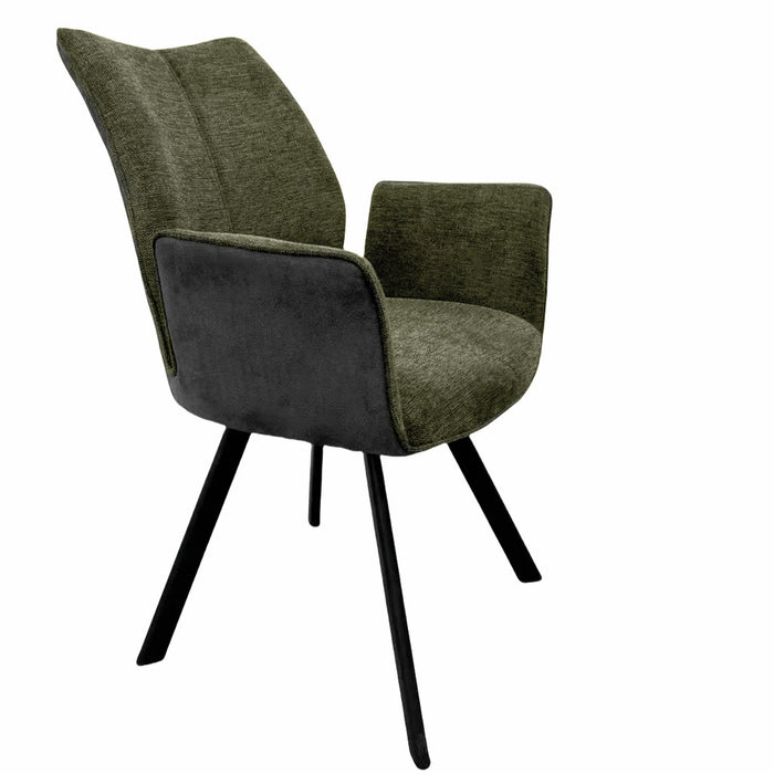 Naber | Stella 1AS, Stuhl, Gestell schwarz matt, starr, oval, Bezug grün