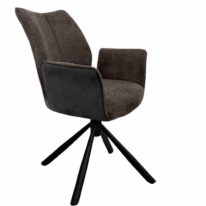 Naber | Stella 1AS, Stuhl, Gestell schwarz matt, drehbar, rund, Bezug braun