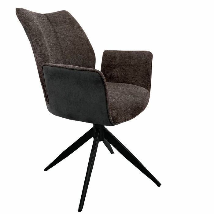 Naber | Stella 1AS, Stuhl, Gestell schwarz matt, drehbar, eckig, Bezug braun