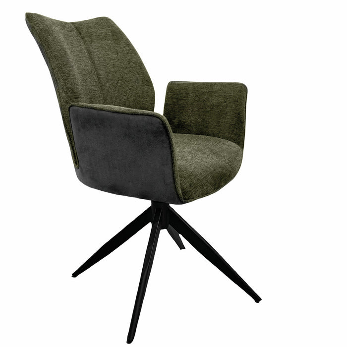 Naber | Stella 1AS, Stuhl, Gestell schwarz matt, drehbar, eckig, Bezug grün