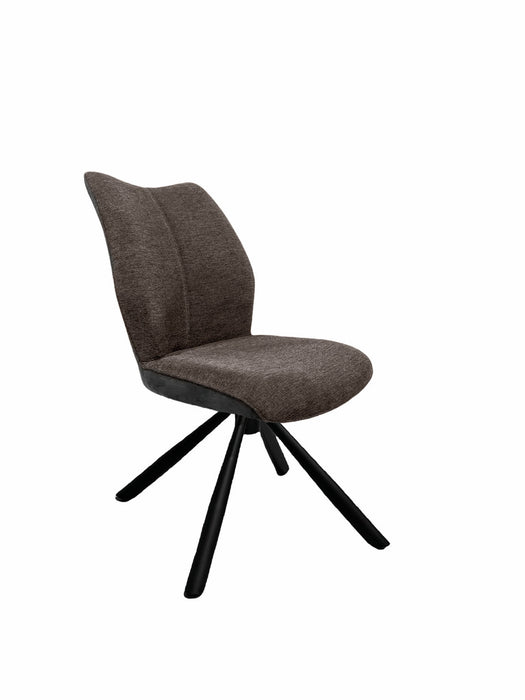 Naber | Stella 1S, Stuhl, Gestell schwarz matt, drehbar, rund, Bezug braun