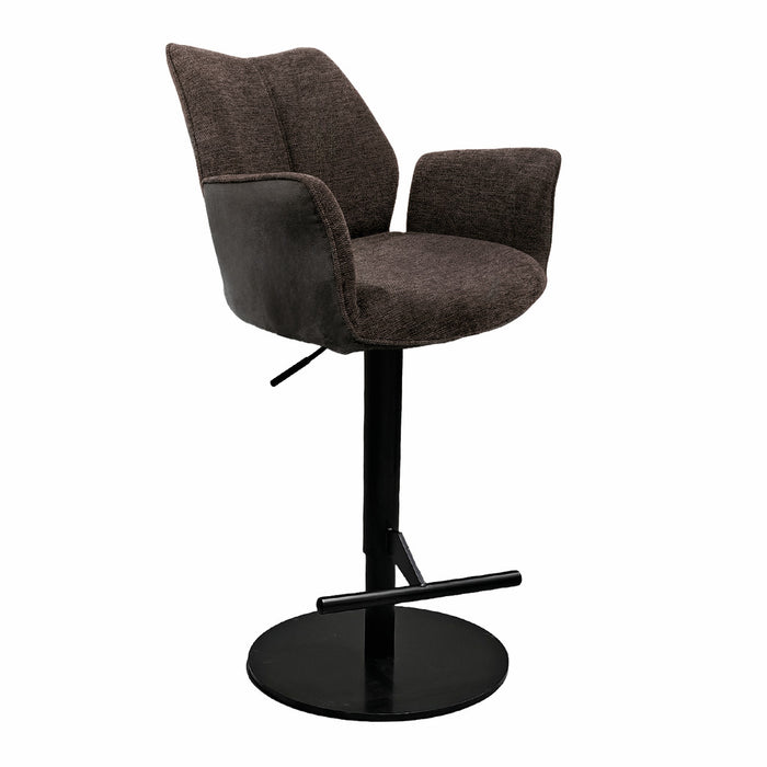 Naber | Stella AS, Hocker, Gestell schwarz matt, rund, Bezug braun