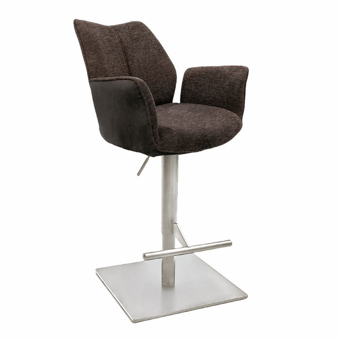 Naber | Stella AS, Hocker, Gestell edelstahlfarbig, eckig, Bezug braun