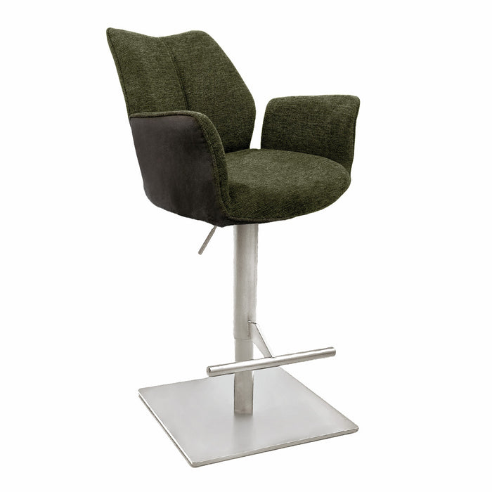 Naber | Stella AS, Hocker, Gestell edelstahlfarbig, eckig, Bezug grün