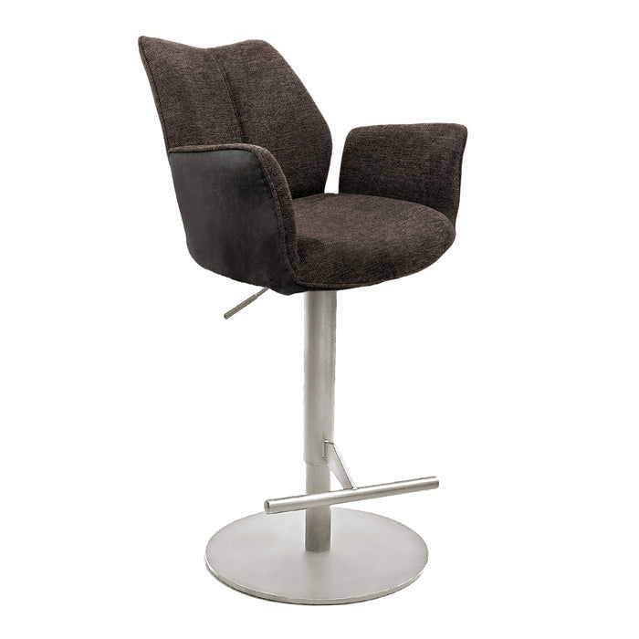 Naber | Stella AS, Hocker, Gestell edelstahlfarbig, rund, Bezug braun