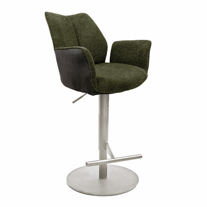 Naber | Stella AS, Hocker, Gestell edelstahlfarbig, rund, Bezug grün