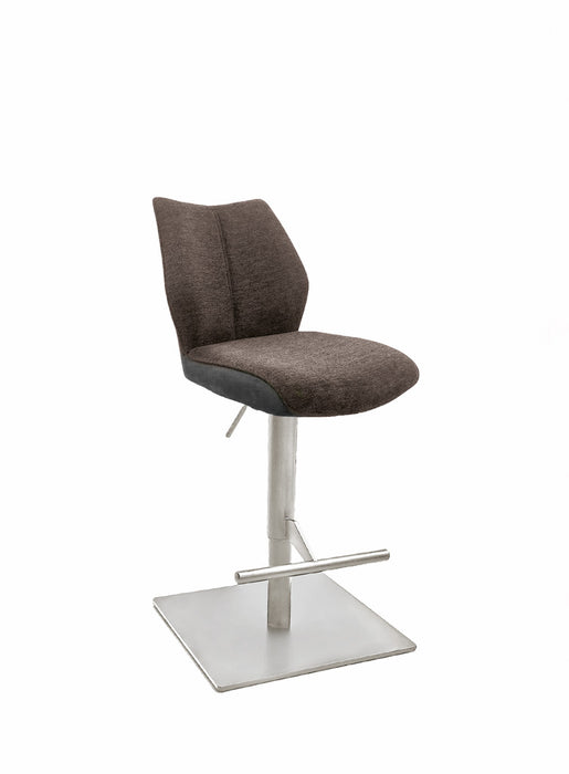 Naber | Stella S, Hocker, Gestell edelstahlfarbig, eckig, Bezug braun
