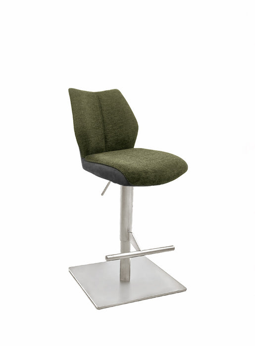 Naber | Stella S, Hocker, Gestell edelstahlfarbig, eckig, Bezug grün