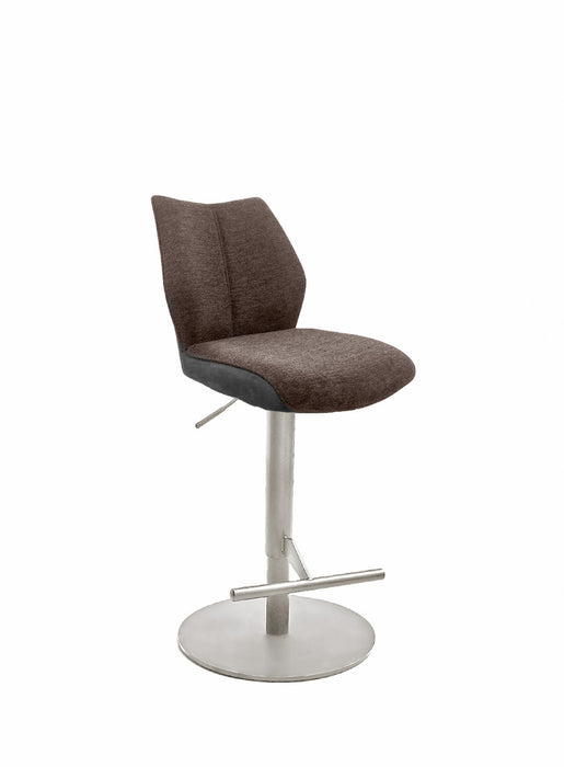 Naber | Stella S, Hocker, Gestell edelstahlfarbig, rund, Bezug braun