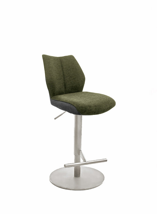 Naber | Stella S, Hocker, Gestell edelstahlfarbig, rund, Bezug grün