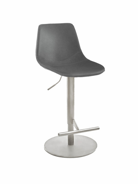 Naber | Level KT, Hocker, Gestell edelstahlfarbig, rund, Bezug hellgrau