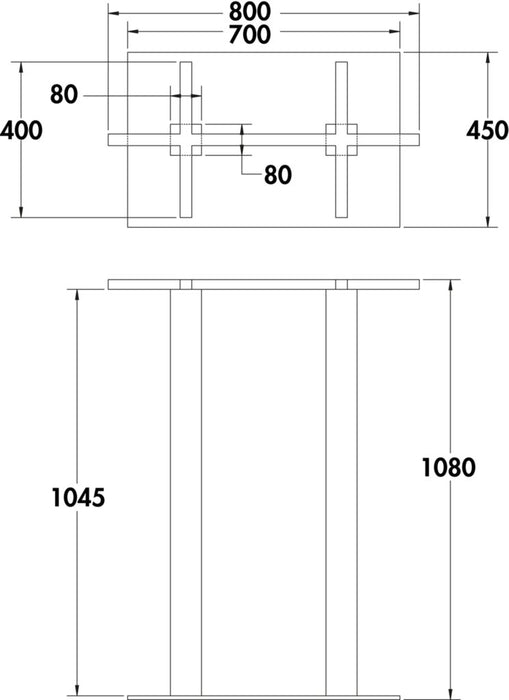 Naber Livia SE Duo Edelstahl, Gestell, H 1080 mm