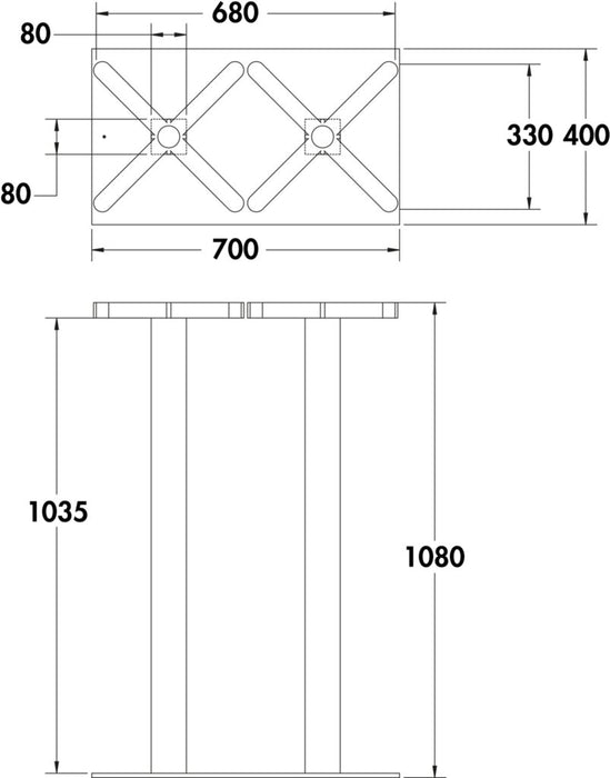 Naber Livia SE Duo schwarz, Gestell, H 1080 mm