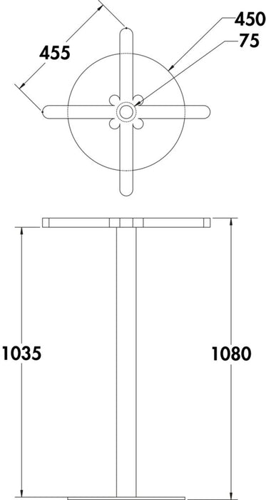 Naber Livia SR schwarz, Gestell, H 1080 mm