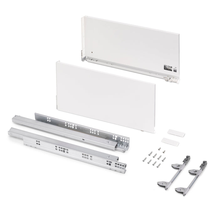 Emuca | Aussenschublade Vertex 3D 60Kg H 242mm, T 500mm, Stahl, Weiß lackiert