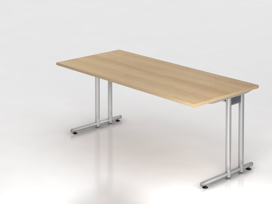 Hammerbacher | Schreibtisch C-Fuß 180x80cm Eiche / Silber