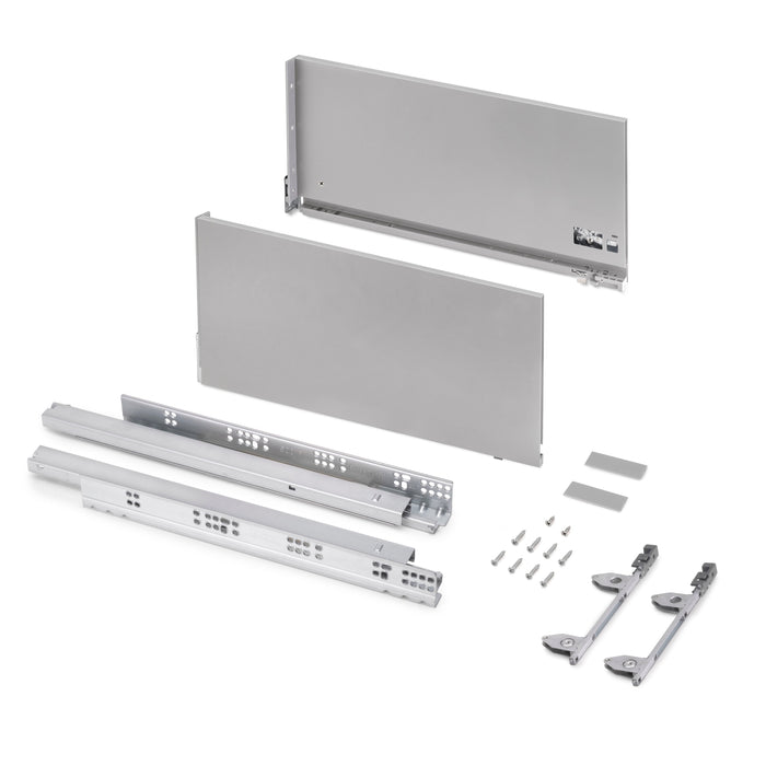 Emuca | Aussenschublade Vertex 3D 60Kg H 242mm, T 500mm, Stahl, Silvergrau