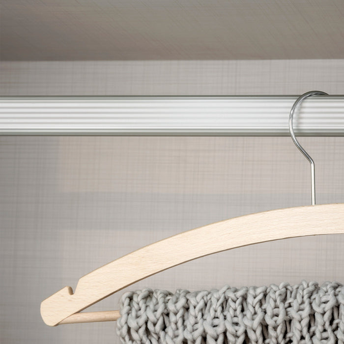 Satz von Schrankschienenset 2 x 0,75 m Halterungen, Aluminium Zamak, Matt eloxiert