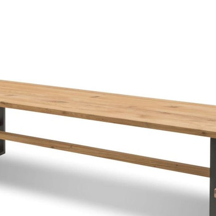 Gradel | Frame | 512 | Bank Pato Platte Füße schwarz pulverbeschichtet | 180x37x46 | Wildeiche natur