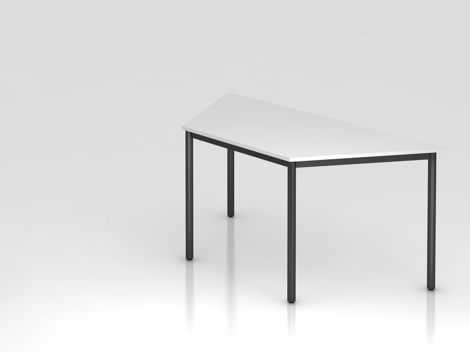 Hammerbacher | Trapeztisch Rundfuß 160x69cm Weiß / Schwarz