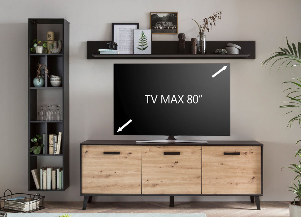 Hometrend | ARTONA VB Wohnkombination | 3-teilig | Dekor Artisan Eiche / Schwarz