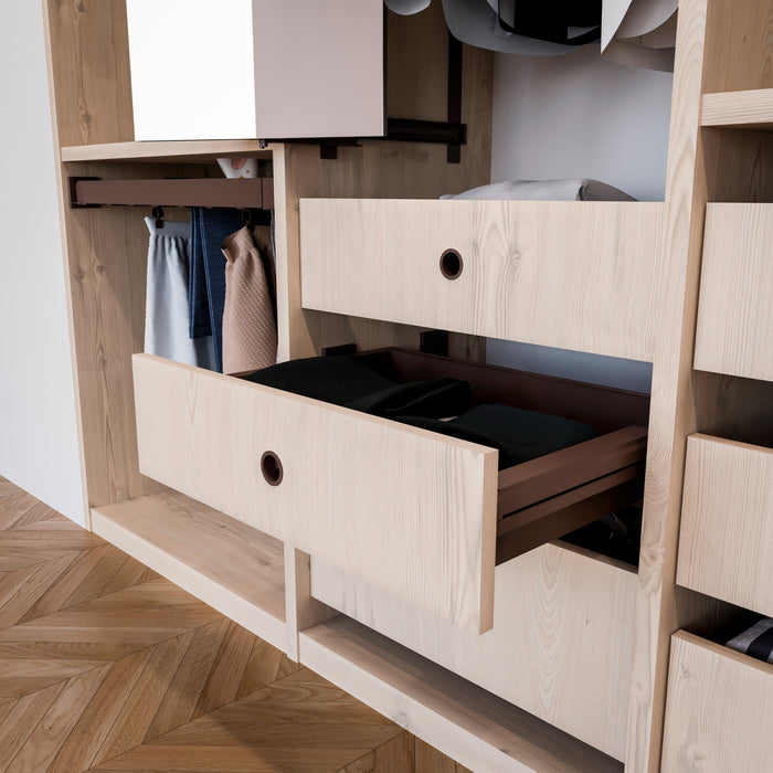 Set aus Metall-Schubladen-Set Auszugsrahmen Mokka-Schränke, sanftes Schließen, verstellbar, 800mm Modul, Stahl Aluminium, Farbe moka