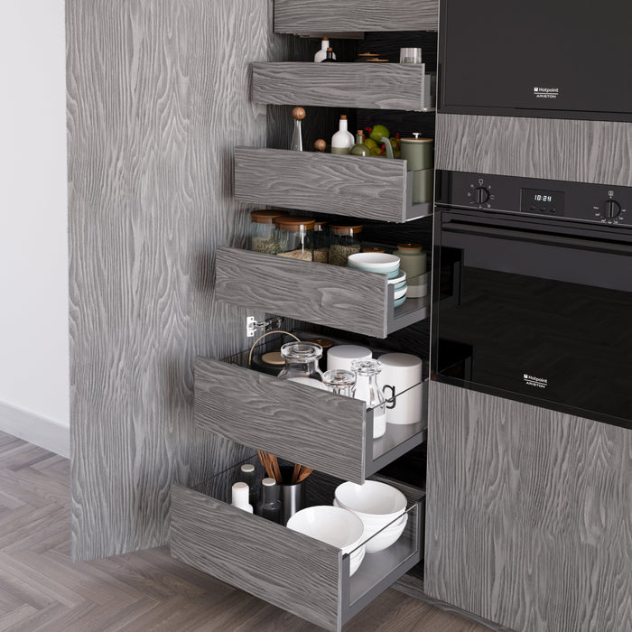 Außenschublade Vertex 40Kg Glas-Einschubelement 178mm hoch, 500mm tief, Stahl Aluminium Glas, Anthrazitgrau