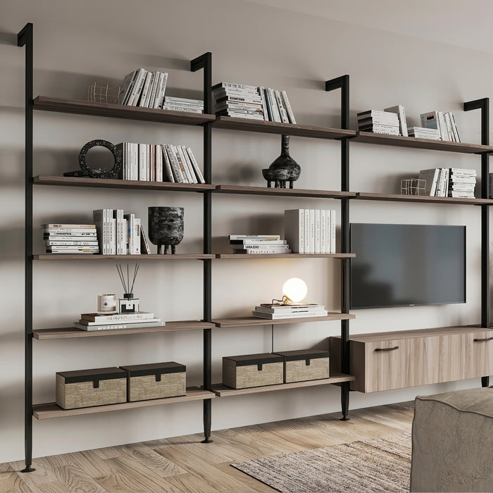 Emuca Satz von 3 Zero Rahmen Beschlägen Profilen Boden- Wandmontage rechteckiger Nivellierung, Aluminium Zamak, Schwarz strukturiert