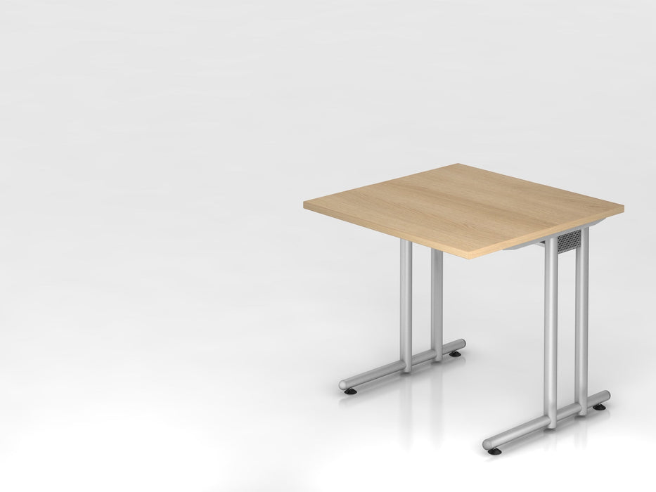 Hammerbacher | Schreibtisch C-Fuß 80x80cm Eiche / Silber