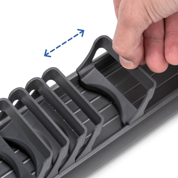 Schüßelhalter Orderbox Schublade, 90x470mm, Aluminium Kunststoff, Anthrazitgrau