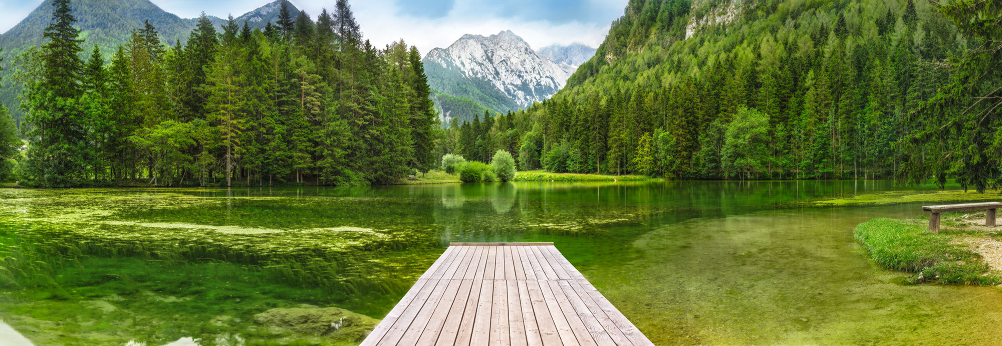 Papier Fototapete | Green Lake | 368 x 127 cm