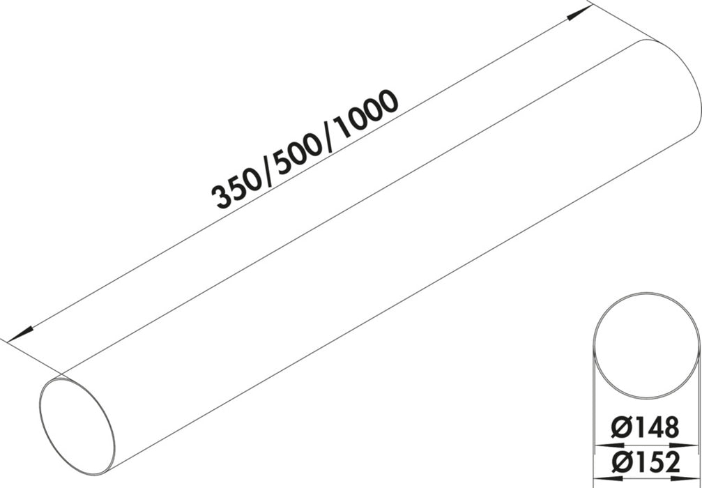 Naber | Rundrohr 150 | Lüftungsrohr | weiß | L 500 mm
