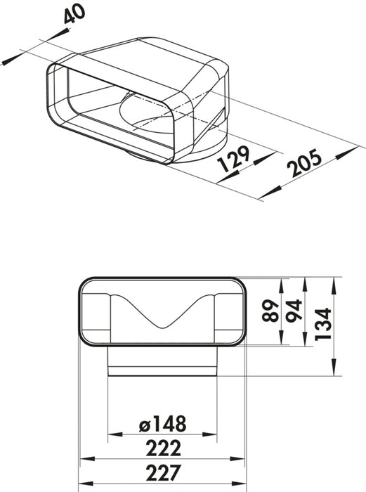 Naber | F-UR 150 Umlenkstück 90° | Verbindungselement | weiß