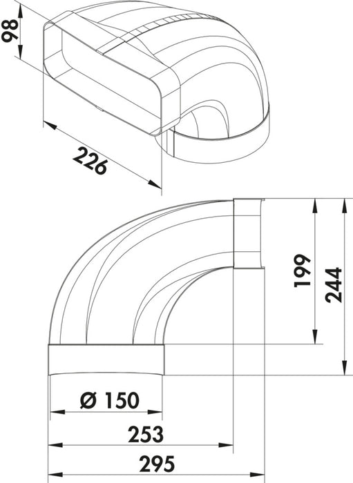 Naber | F-bion 150 Umlenkstück 90° | Verbindungselement | weiß