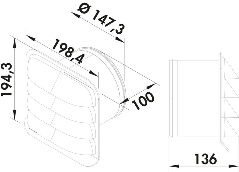 Naber | P-E-Jal Col Außenjalousie | Ø 150 mm | Edelstahl