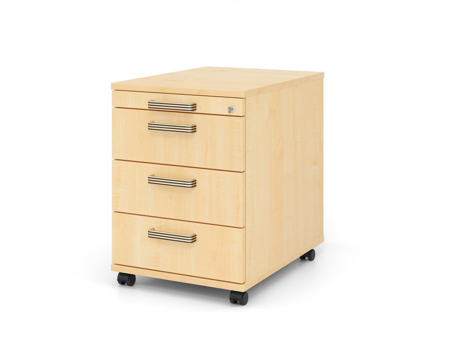 Hammerbacher | Rollcontainer 58cm, 3 Schübe, Schloß SG Ahorn