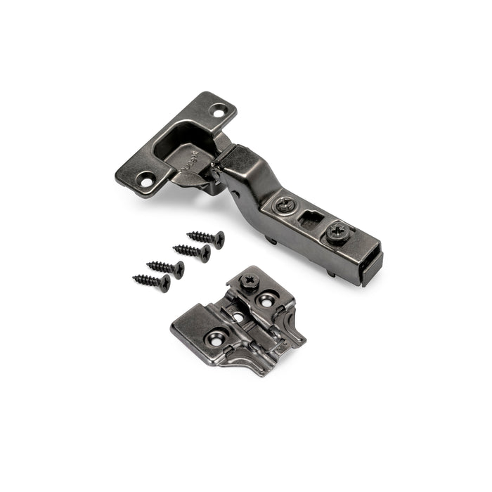 Emuca | Kit von 20 Topfscharniere x91 Innenanschlag Schließautomatik Kreuzmontageplatten zum Schrauben, H 0, Stahl, Titan-Ausführung