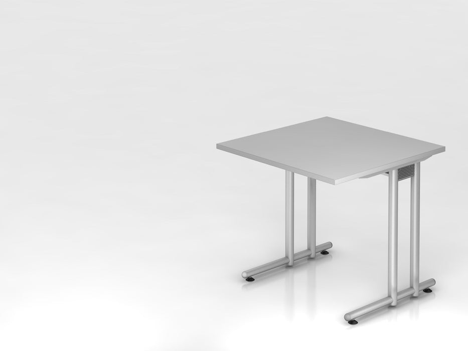 Hammerbacher | Schreibtisch C-Fuß 80x80cm Grau / Silber