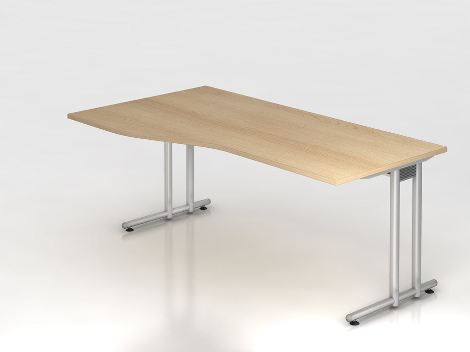 Hammerbacher | Schreibtisch C-Fuß 180x100 / 80cm Eiche / Silber