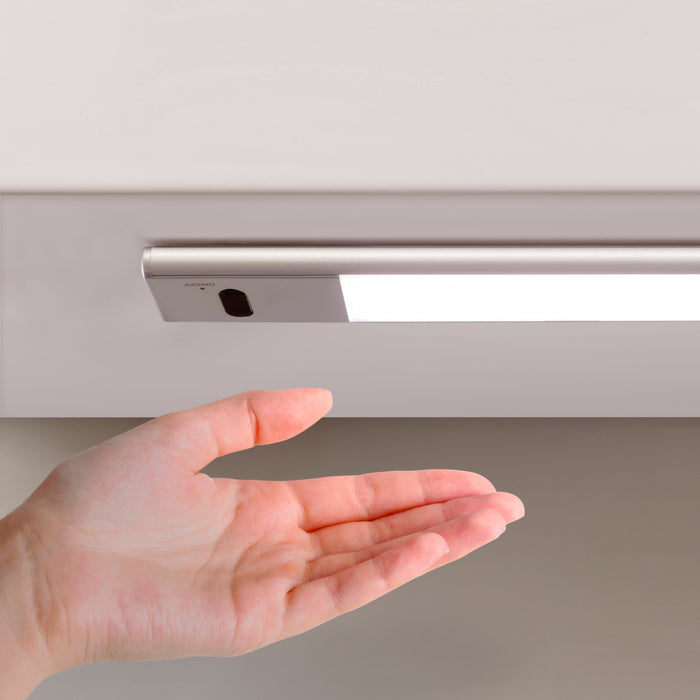 USB wiederaufladbare LED-Wandleuchte Kaus Berührungssensor, L600mm, Kunststoff Aluminium, Matt eloxiert