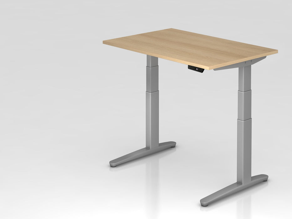 Hammerbacher | Sitz-Steh-Schreibtisch el.120x80cm Eiche / Silber