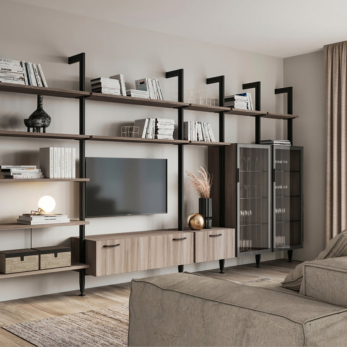 Emuca Satz von 2 Zero Rahmen Beschlägen Profilen Boden- Wandmontage, Aluminium Zamak, Schwarz strukturiert